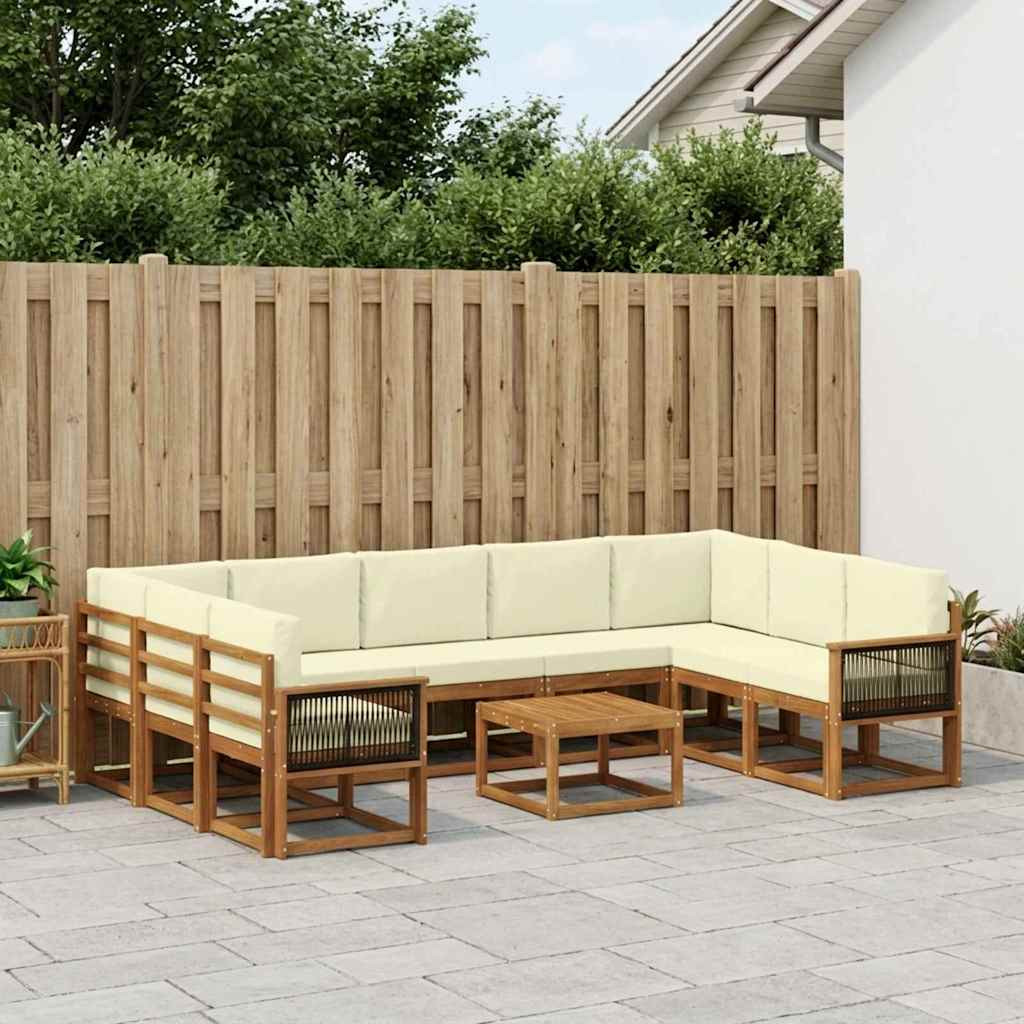 vidaXL Outdoor-Sofagarnitur 10 pcs Natur und Creme Massivholz Akazie