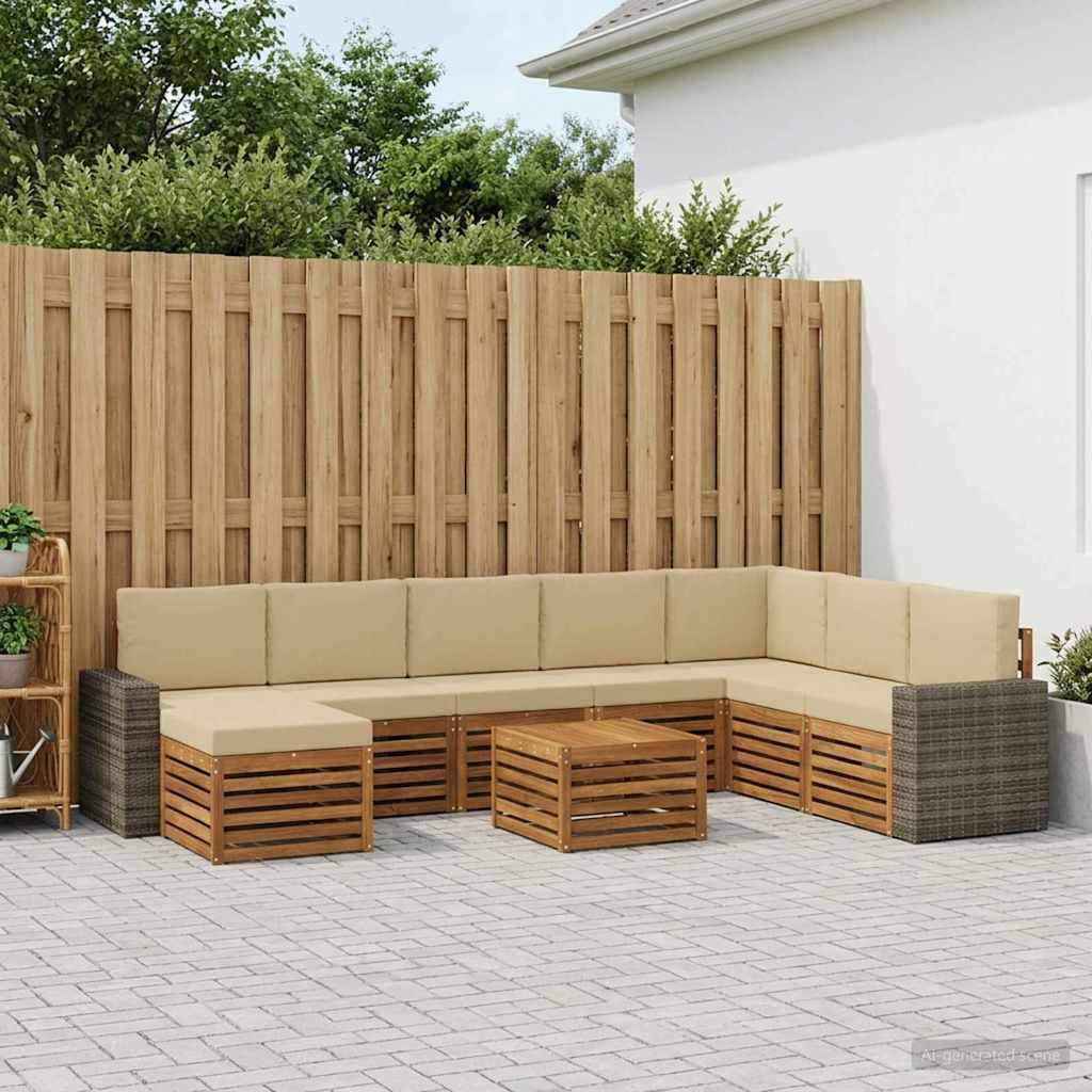 vidaXL Outdoor-Sofagarnitur mit Kissen 9 pcs Natur und Beige
