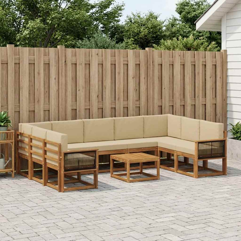 vidaXL Outdoor-Sofagarnitur 10 pcs Natur und Beige Massivholz Akazie