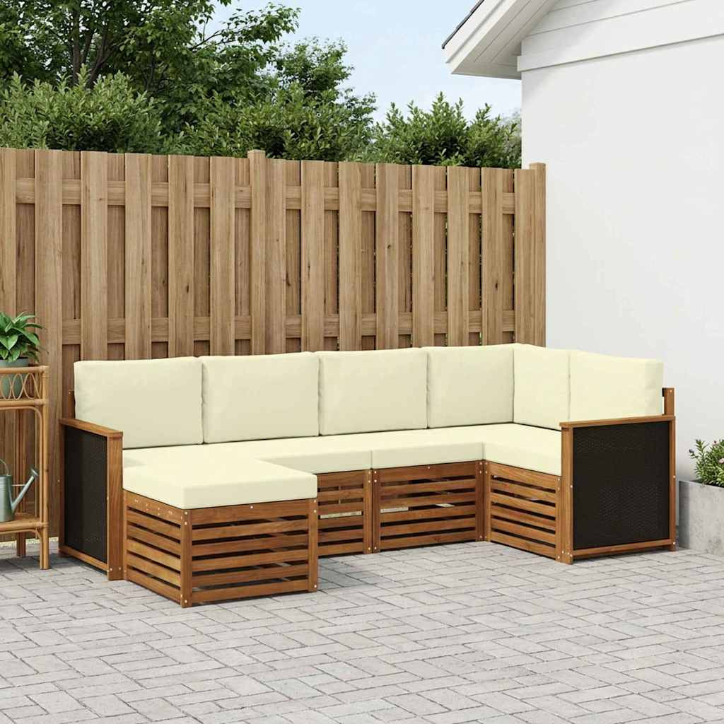 vidaXL Ecksofa Set mit Kissen 5 pcs Natur und Creme