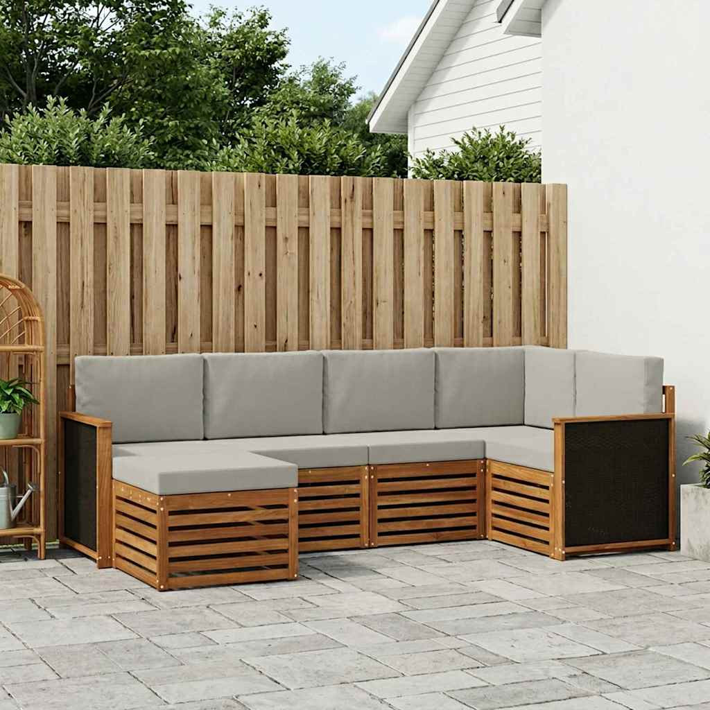 vidaXL Ecksofa Set mit Kissen 5 pcs Natürlich und Hellgrau