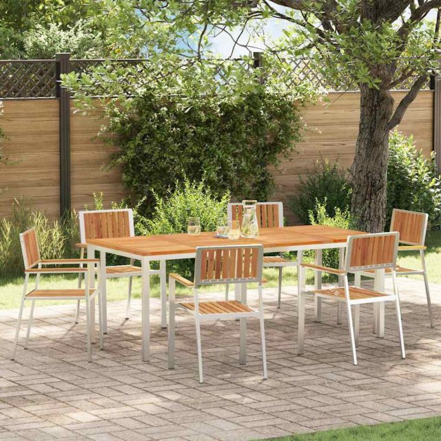 vidaXL Outdoortisch-Set 7 pcs Massives Akazienholz und Edelstahl