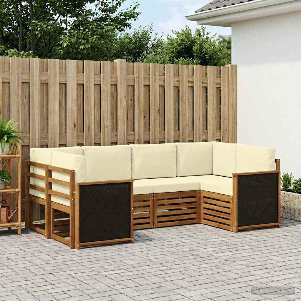 vidaXL Ecksofa Set mit Kissen 5 pcs Natur und Creme