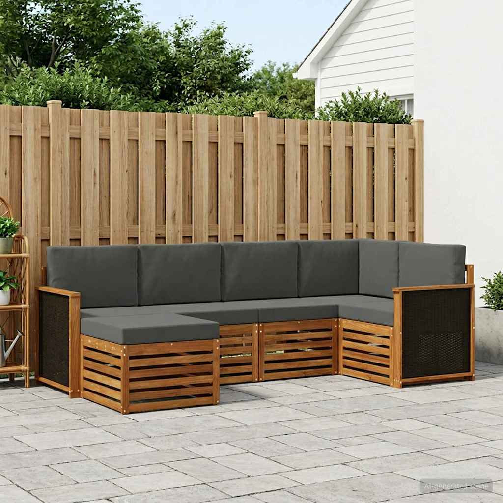 vidaXL Ecksofa Set mit Kissen 5 pcs Natur und Anthrazit