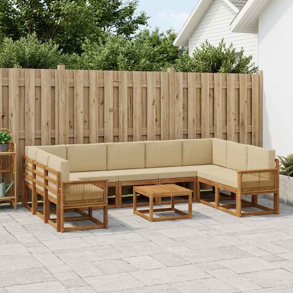 vidaXL Outdoor-Sofagarnitur 10 pcs Natur und Beige Massivholz Akazie