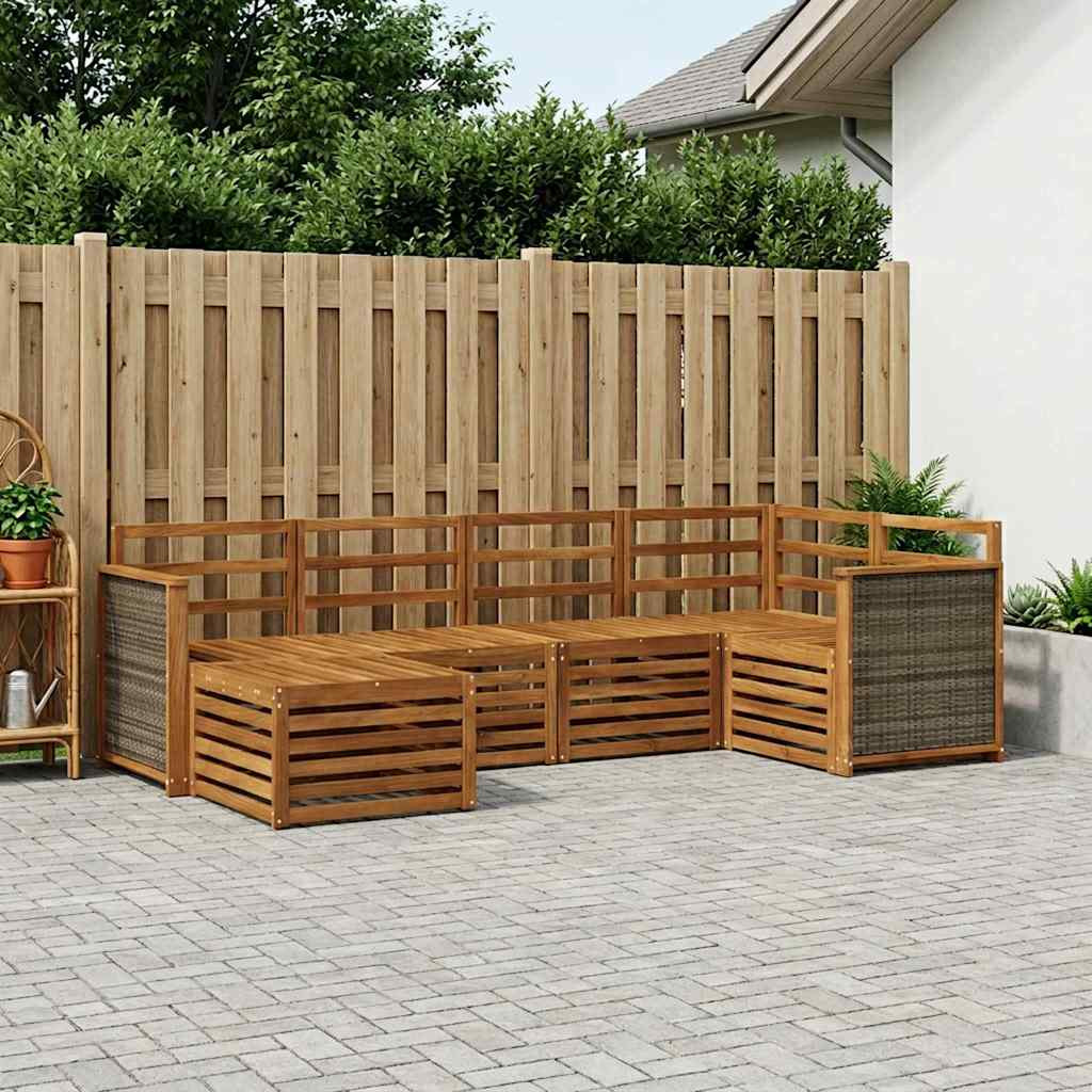 vidaXL Ecksofa Set 5 pcs Natur Massivholz Akazie