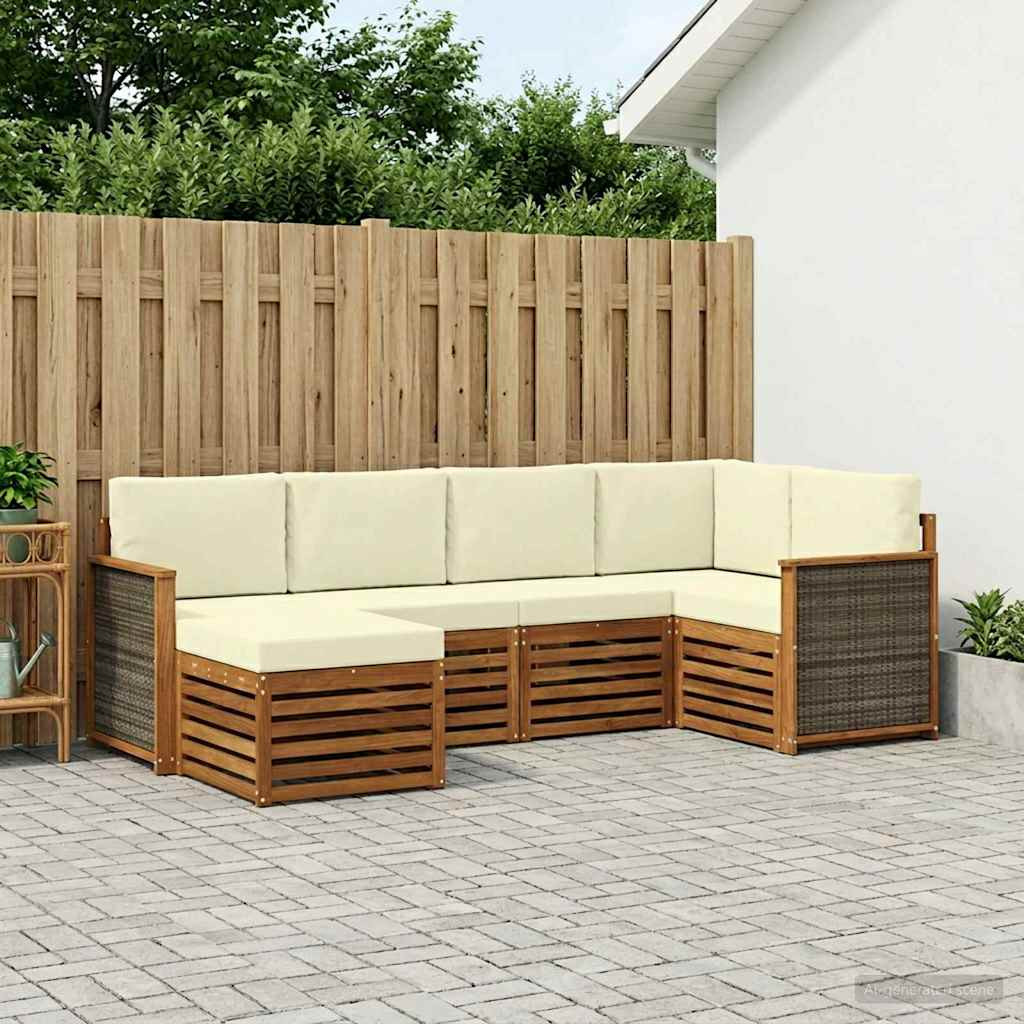vidaXL Ecksofa Set mit Kissen 5 pcs Natur und Creme