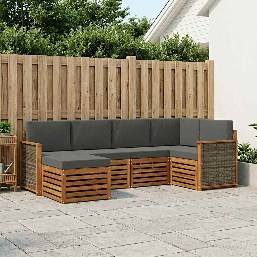 vidaXL Ecksofa Set mit Kissen 5 pcs Natur und Anthrazit