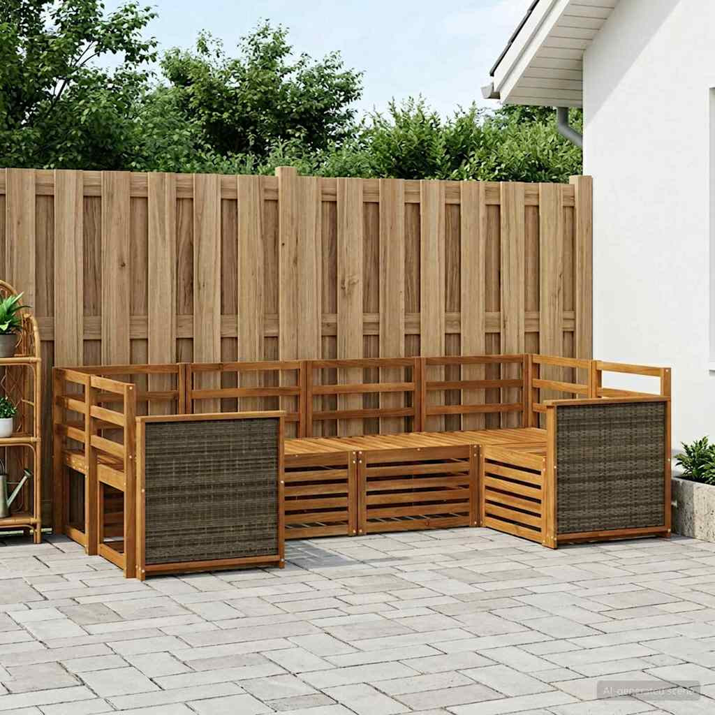 vidaXL Ecksofa Set 5 pcs Natur Massivholz Akazie