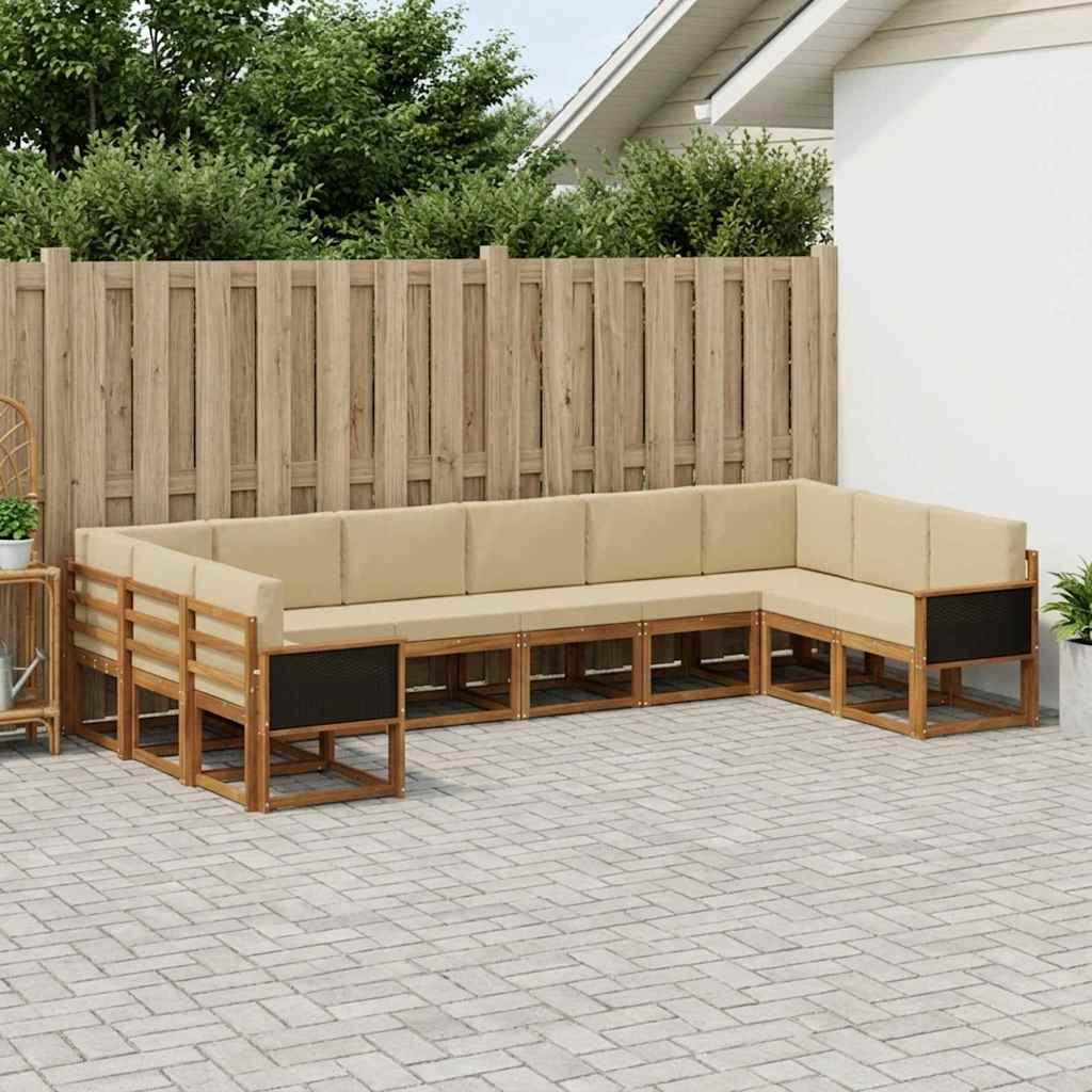 vidaXL Outdoor-Sofagarnitur 10 pcs Natur und Beige Massivholz Akazie