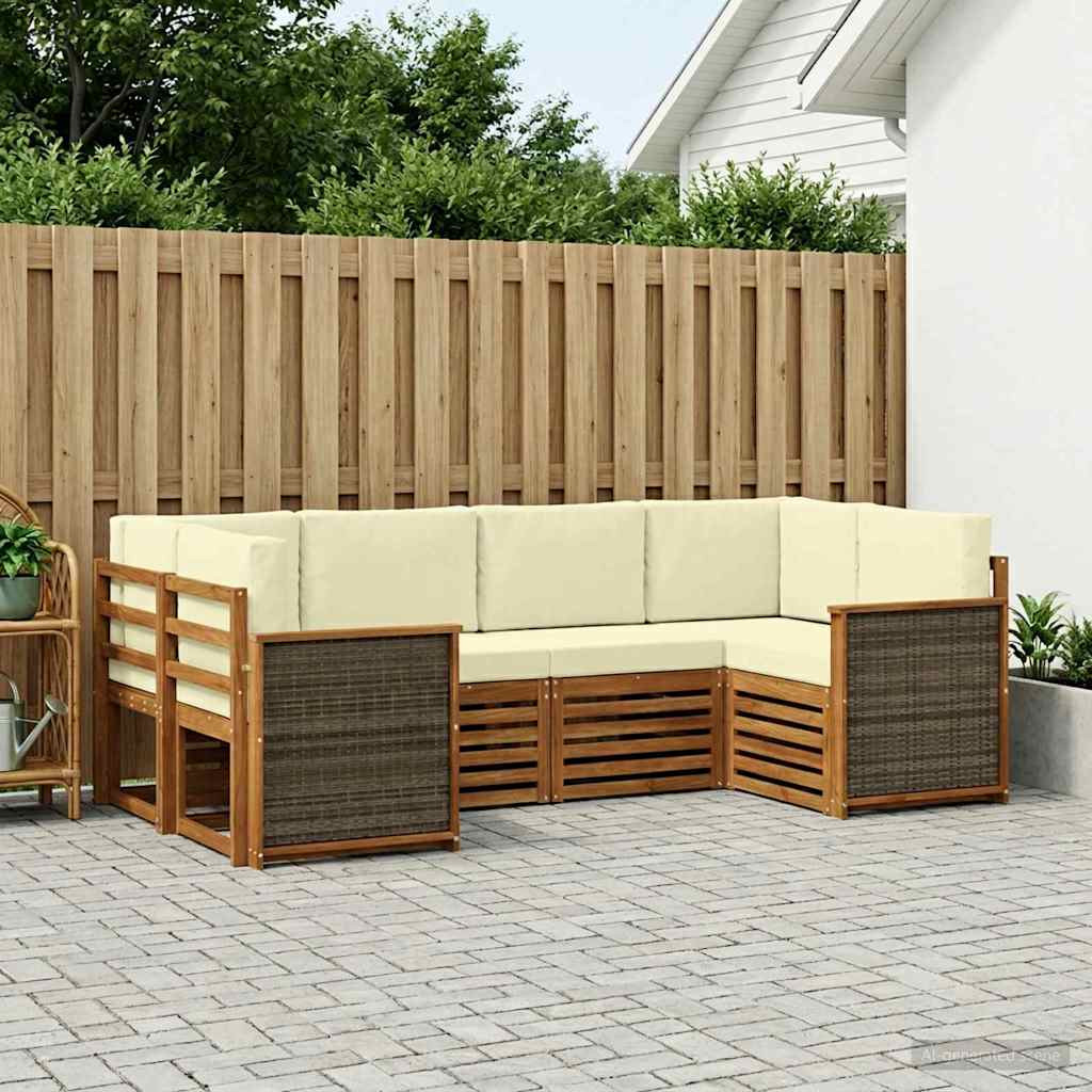 vidaXL Ecksofa Set mit Kissen 5 pcs Natur und Creme