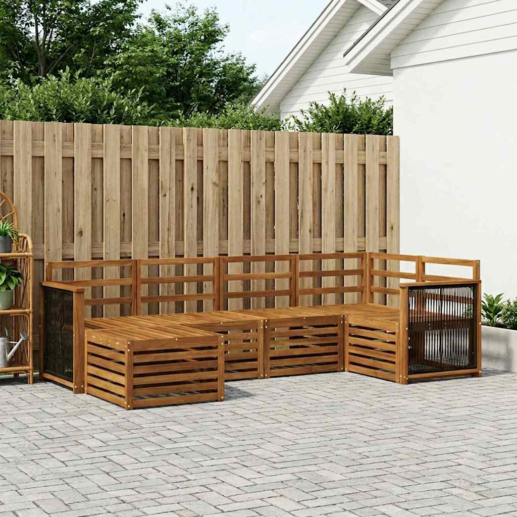 vidaXL Ecksofa Set 5 pcs Natur Massivholz Akazie