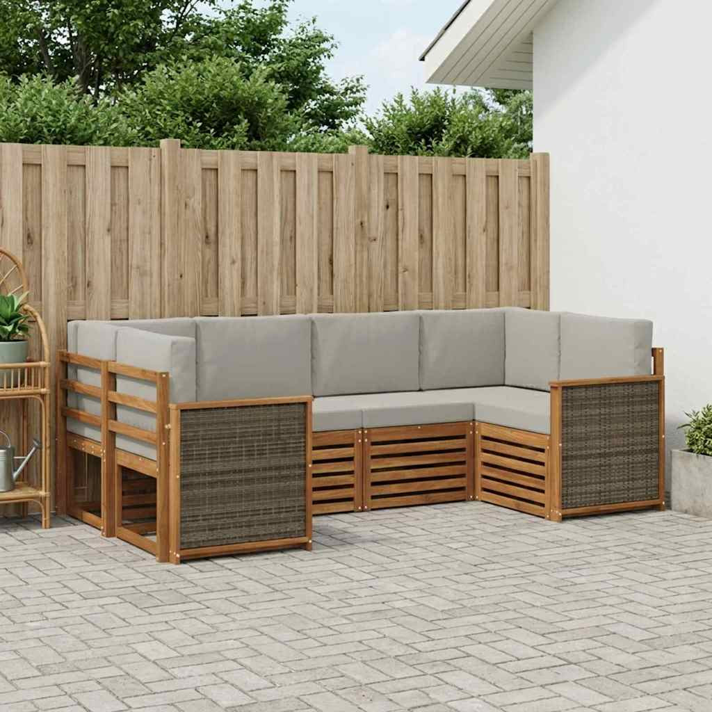 vidaXL Ecksofa Set mit Kissen 5 pcs Natürlich und Hellgrau