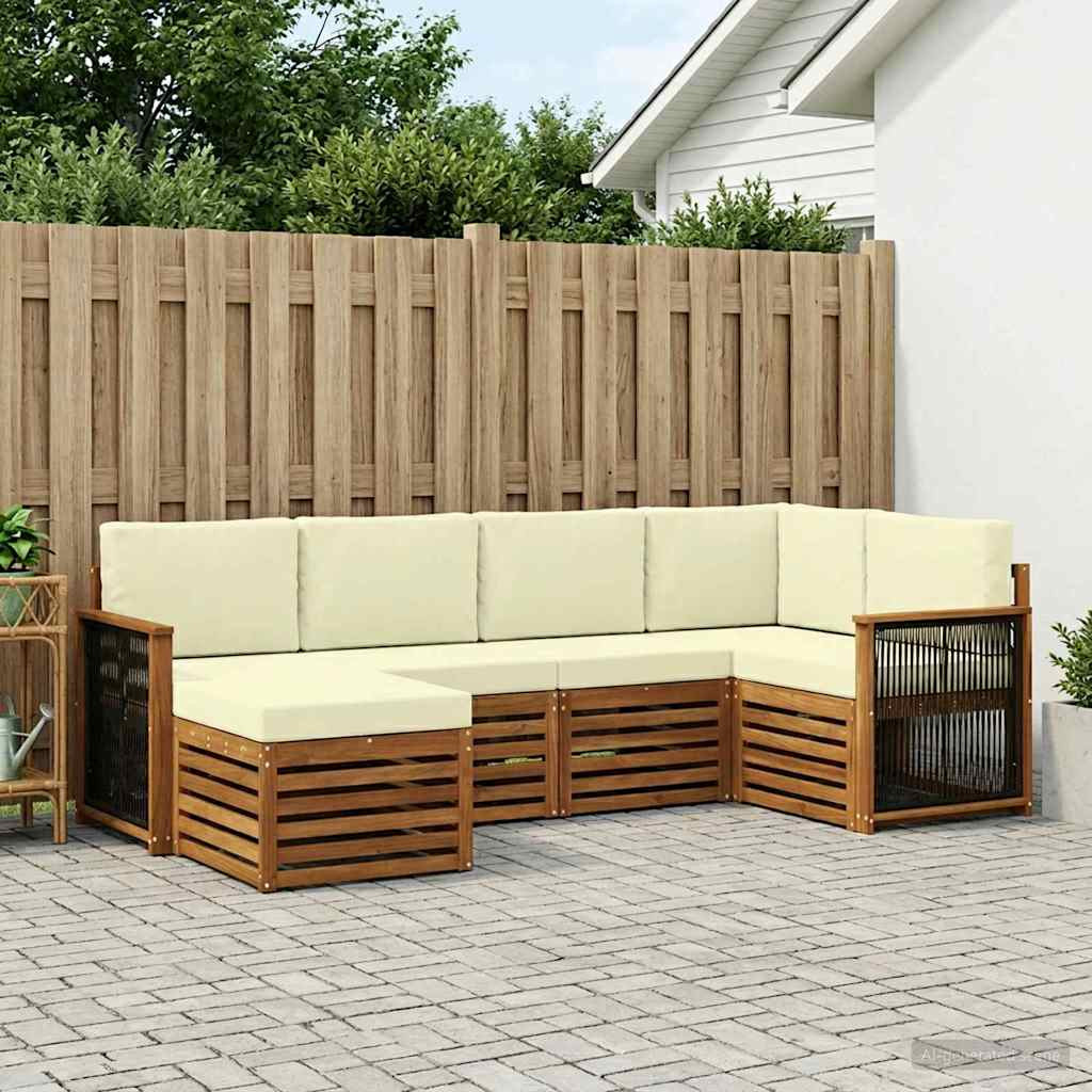 vidaXL Ecksofa Set mit Kissen 5 pcs Natur und Creme