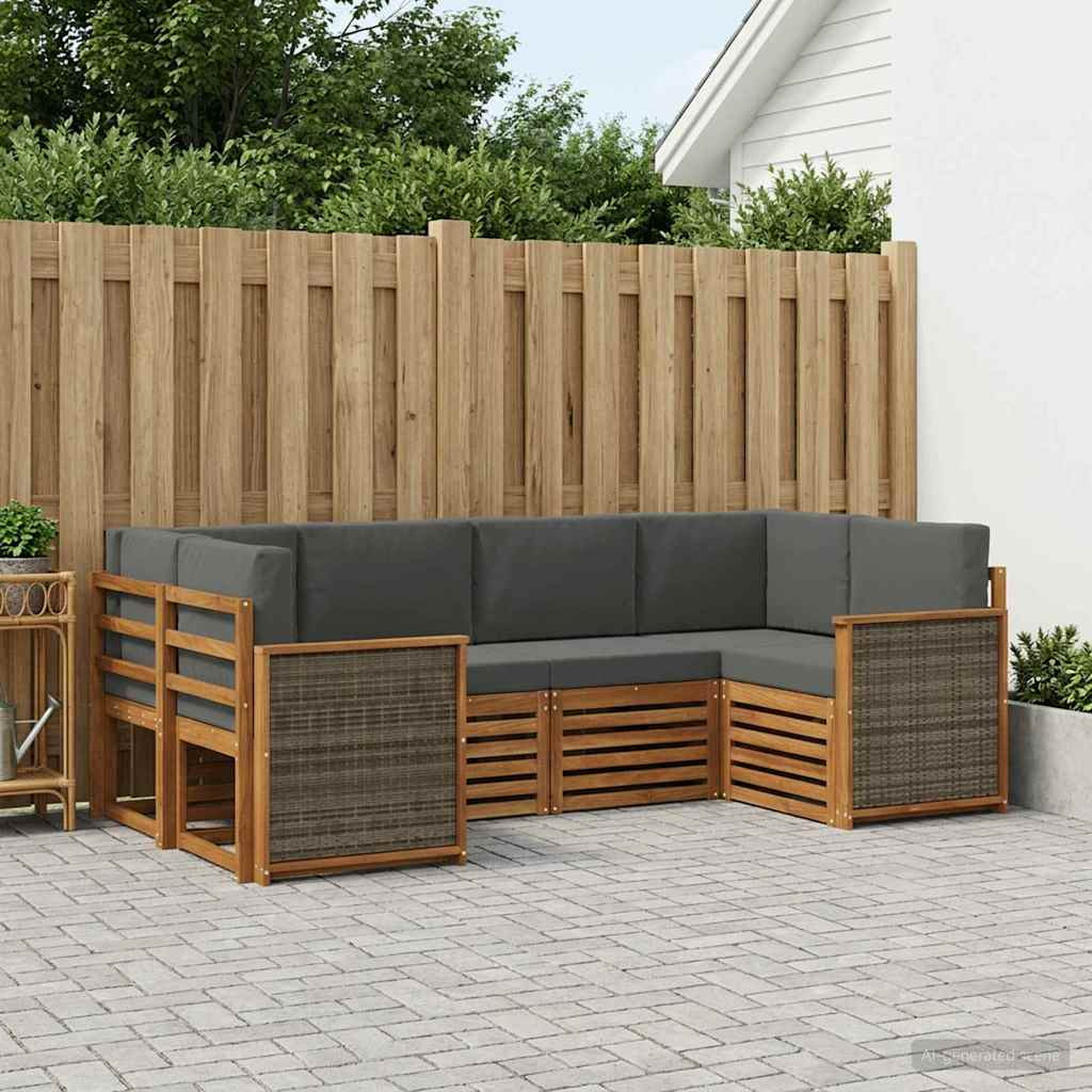 vidaXL Ecksofa Set mit Kissen 5 pcs Natur und Anthrazit