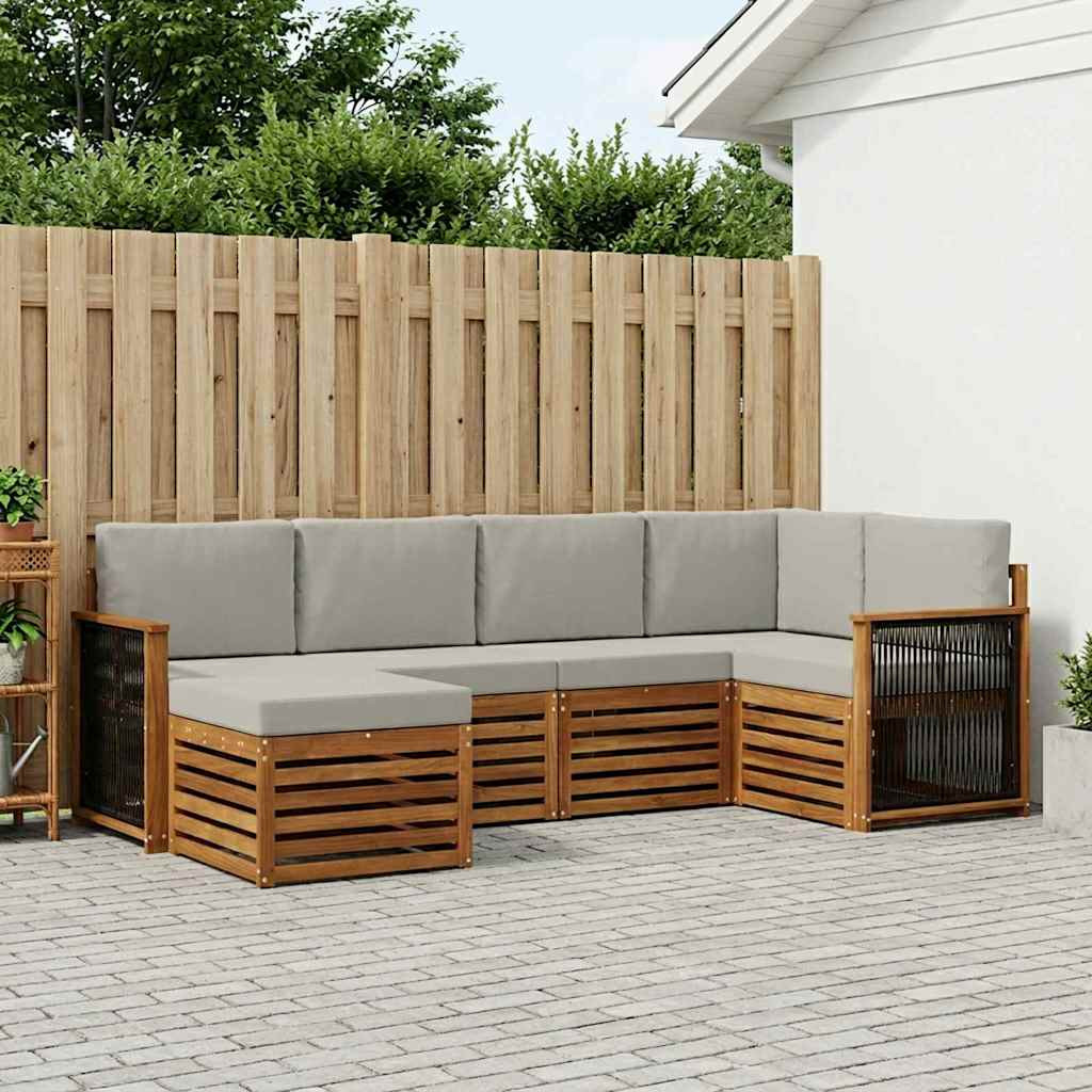 vidaXL Ecksofa Set mit Kissen 5 pcs Natürlich und Hellgrau