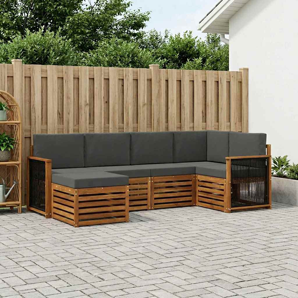 vidaXL Ecksofa Set mit Kissen 5 pcs Natur und Anthrazit