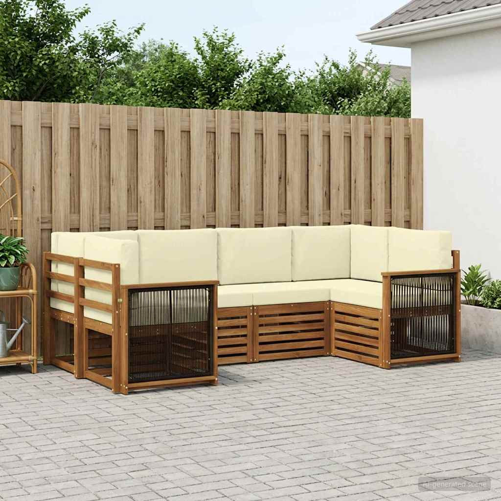 vidaXL Ecksofa Set mit Kissen 5 pcs Natur und Creme