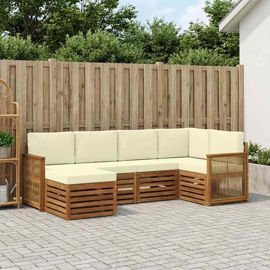 vidaXL Ecksofa Set mit Kissen 5 pcs Natur und Creme
