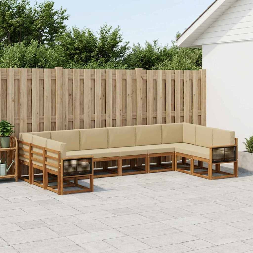 vidaXL Outdoor-Sofagarnitur 10 pcs Natur und Beige Massivholz Akazie