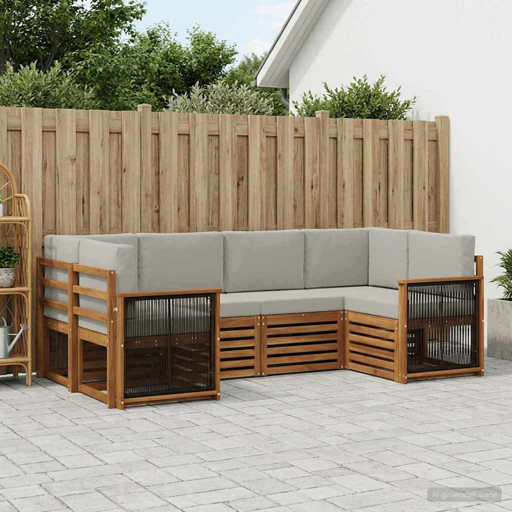 vidaXL Ecksofa Set mit Kissen 5 pcs Natürlich und Hellgrau