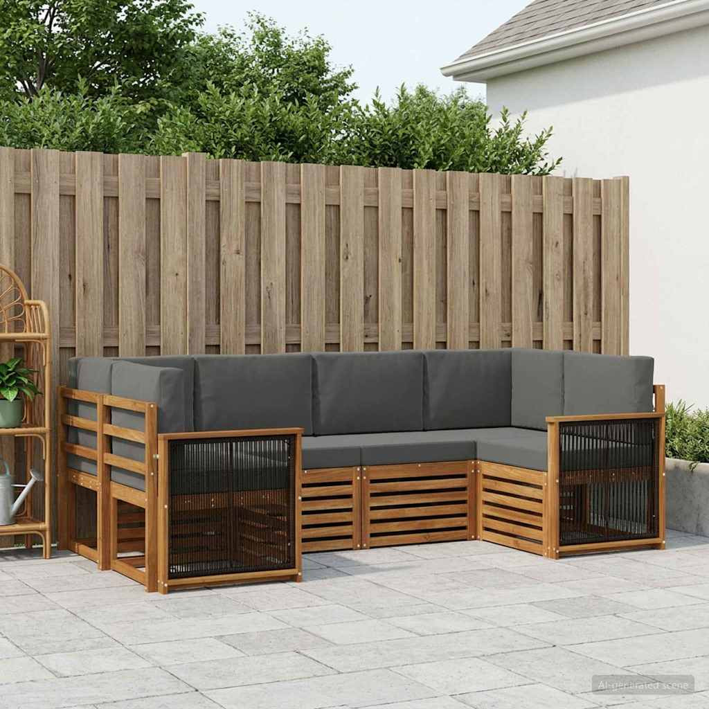 vidaXL Ecksofa Set mit Kissen 5 pcs Natur und Anthrazit