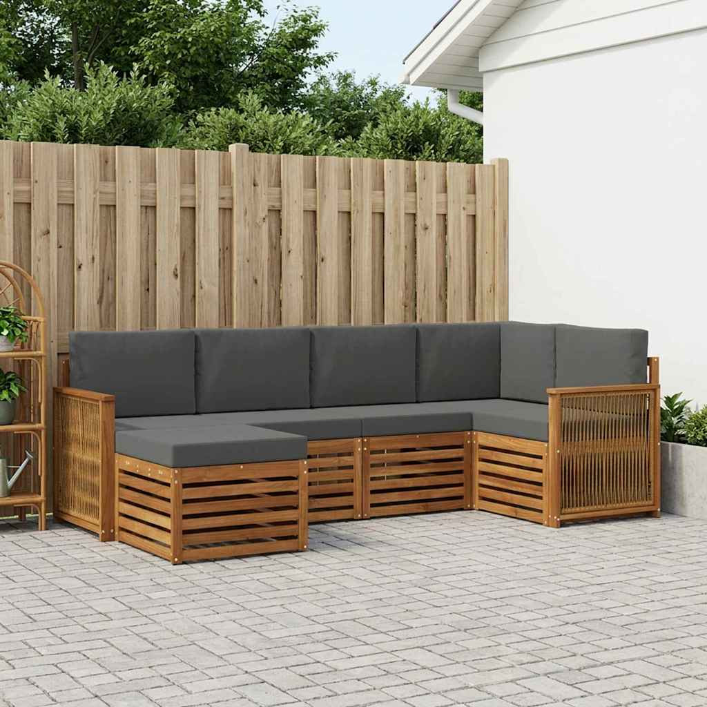 vidaXL Ecksofa Set mit Kissen 5 pcs Natur und Anthrazit