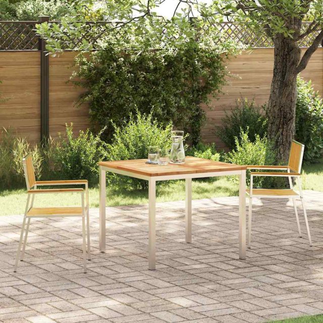 vidaXL Outdoortisch-Set 3 pcs Massives Teakholz und Edelstahl