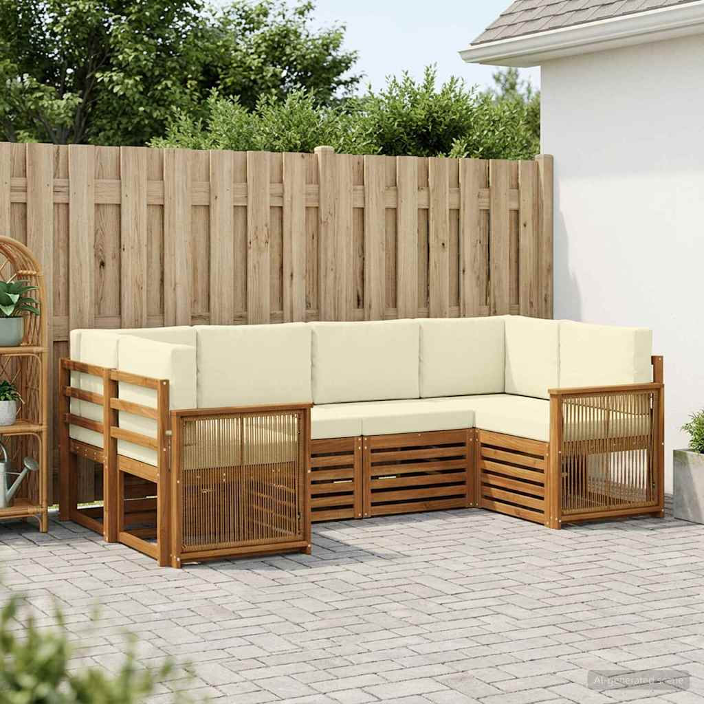 vidaXL Ecksofa Set mit Kissen 5 pcs Natur und Creme