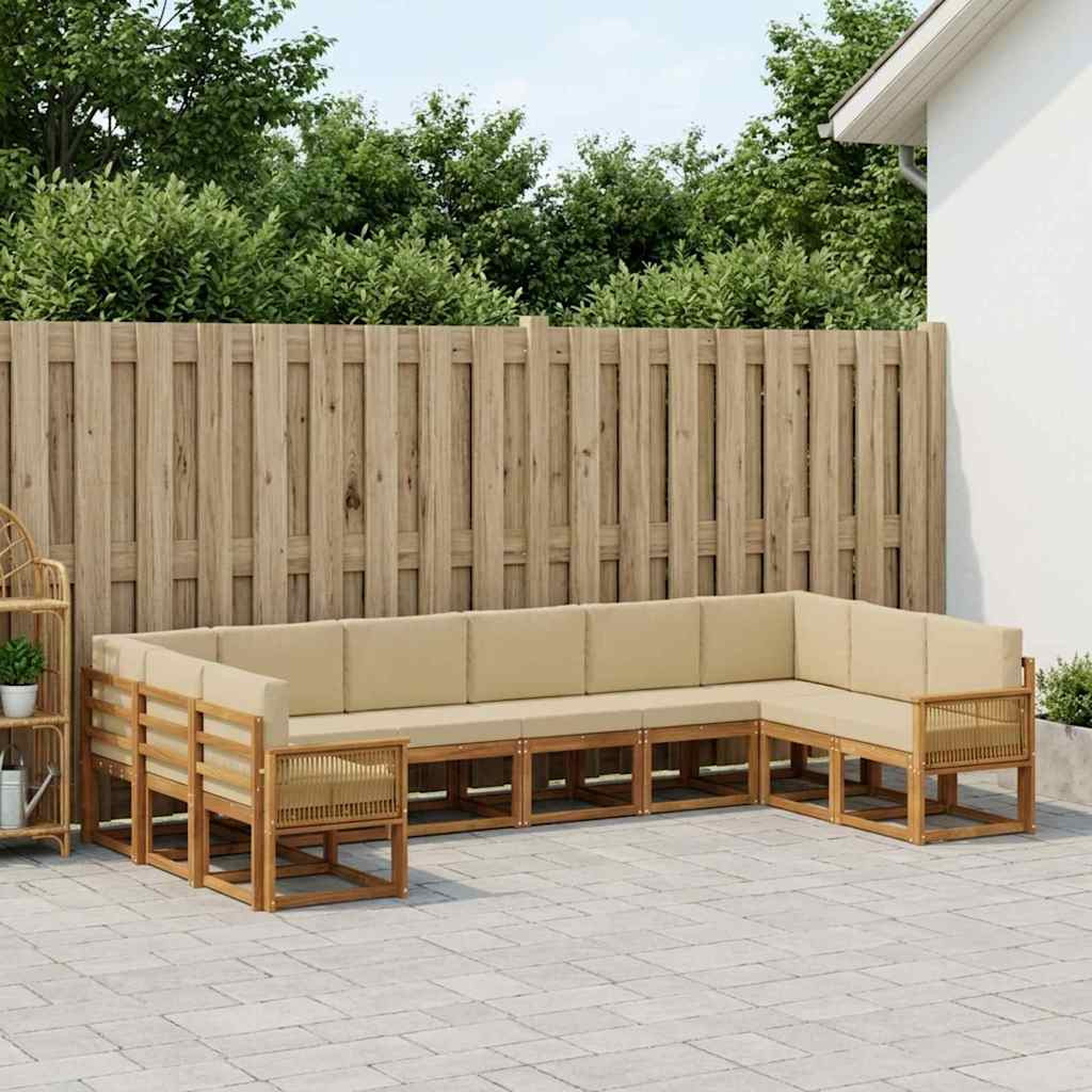 vidaXL Outdoor-Sofagarnitur 10 pcs Natur und Beige Massivholz Akazie