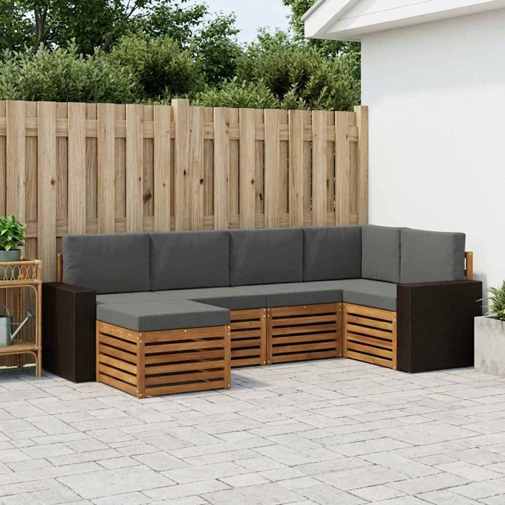 vidaXL Ecksofa Set mit Kissen 6 pcs Natur und Anthrazit