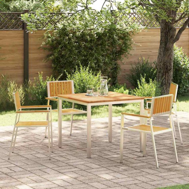 vidaXL Outdoortisch-Set 5 pcs Massives Teakholz und Edelstahl