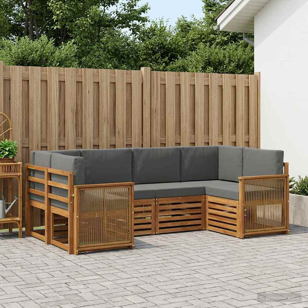 vidaXL Ecksofa Set mit Kissen 5 pcs Natur und Anthrazit