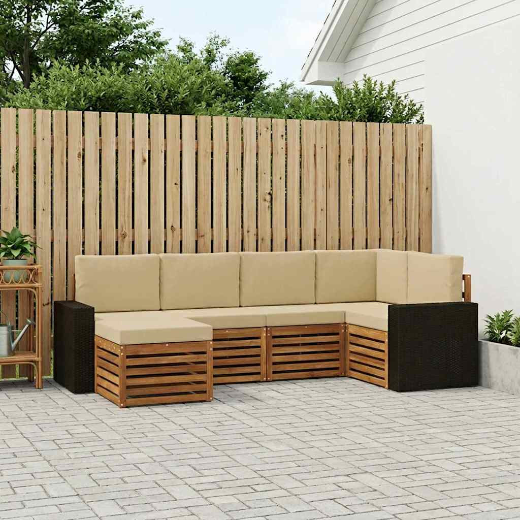 vidaXL Ecksofa Set mit Kissen 6 pcs Natur und Beige