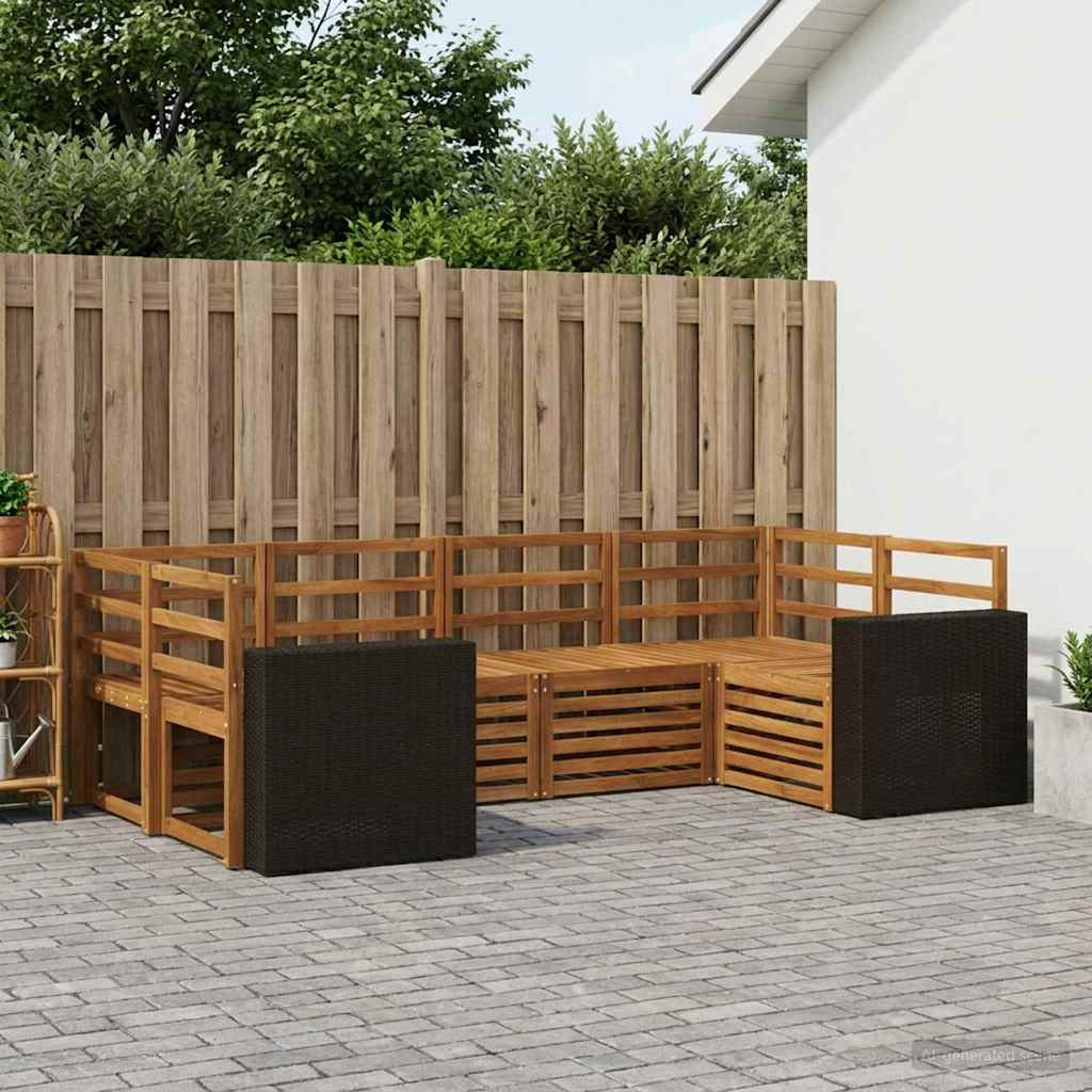 vidaXL Ecksofa Set 6 pcs Natur Massivholz Akazie
