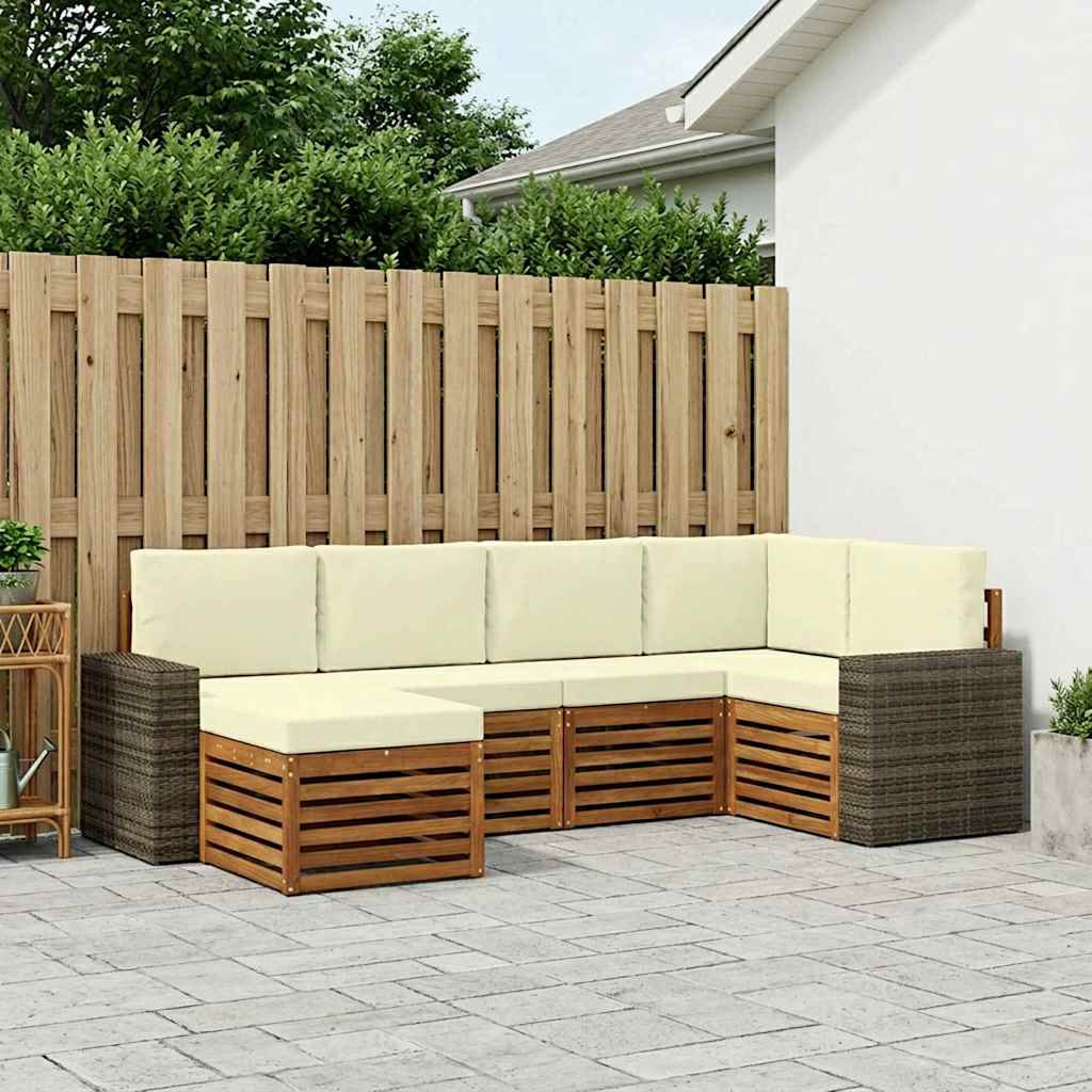 vidaXL Ecksofa Set mit Kissen 6 pcs Natur und Creme