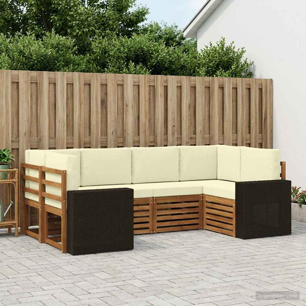 vidaXL Ecksofa Set mit Kissen 6 pcs Natur und Creme Polyester