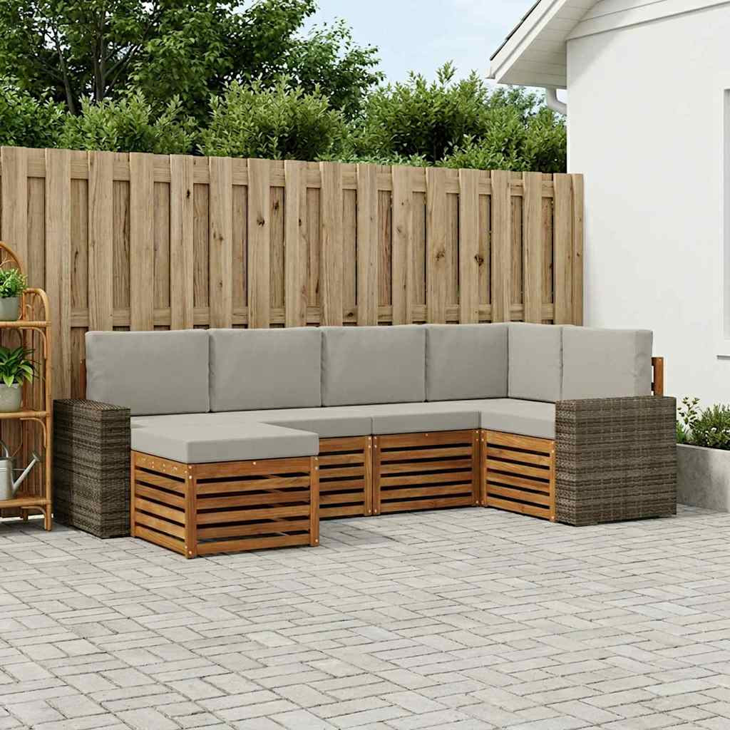 vidaXL Ecksofa Set mit Kissen 6 pcs Natürlich und Hellgrau