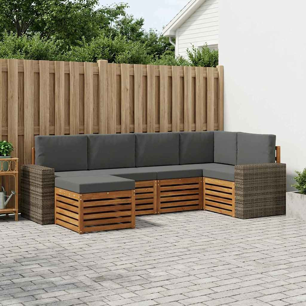 vidaXL Ecksofa Set mit Kissen 6 pcs Natur und Anthrazit