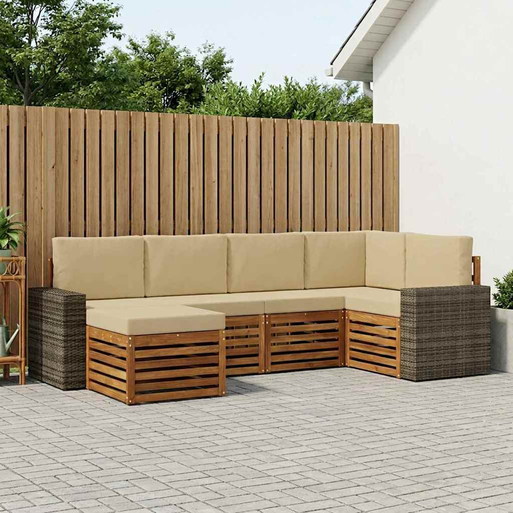 vidaXL Ecksofa Set mit Kissen 6 pcs Natur und Beige