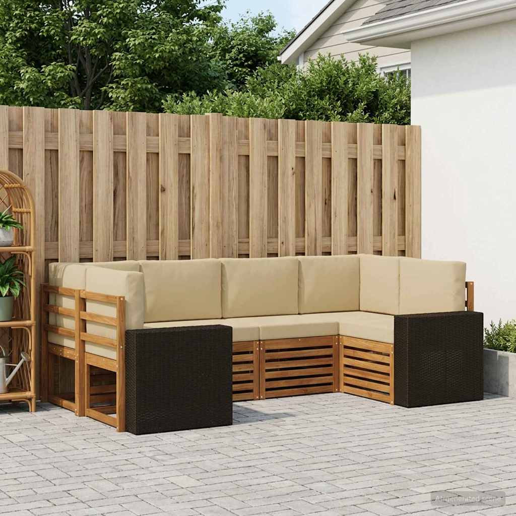 vidaXL Ecksofa Set mit Kissen 6 pcs Natur und Beige Polyester