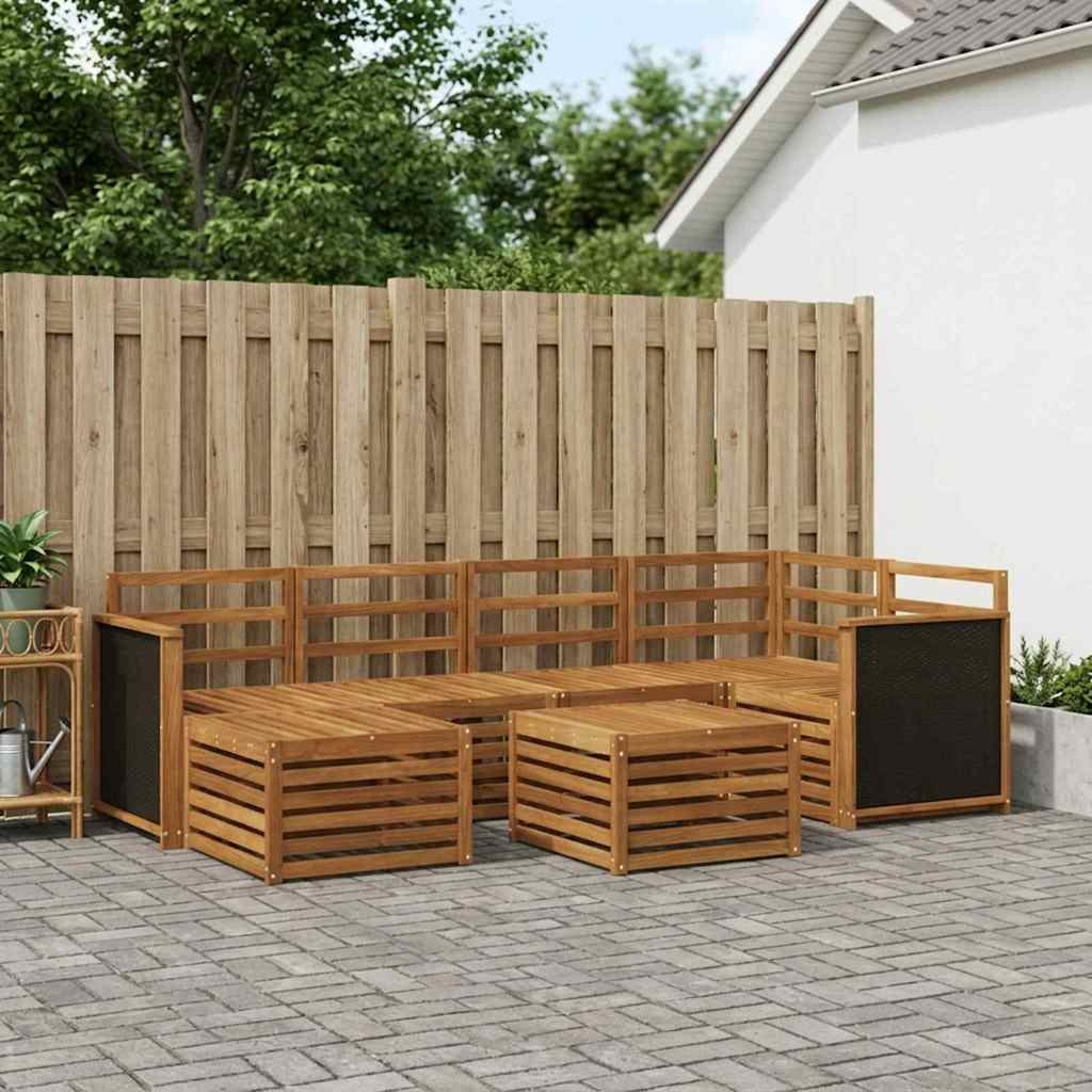 vidaXL Ecksofa Set 6 pcs Natur Massivholz Akazie