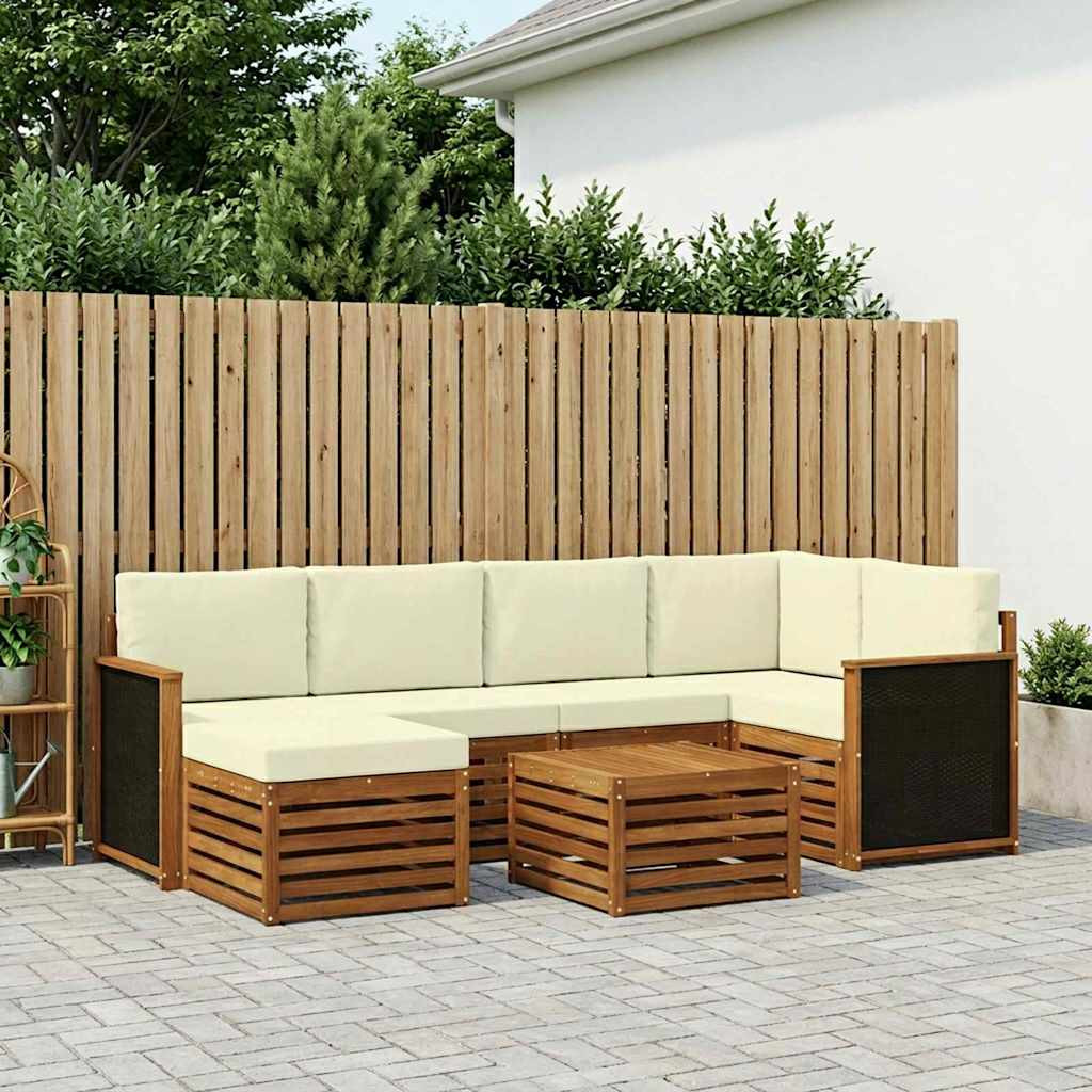 vidaXL Ecksofa Set mit Kissen 6 pcs Natur und Creme