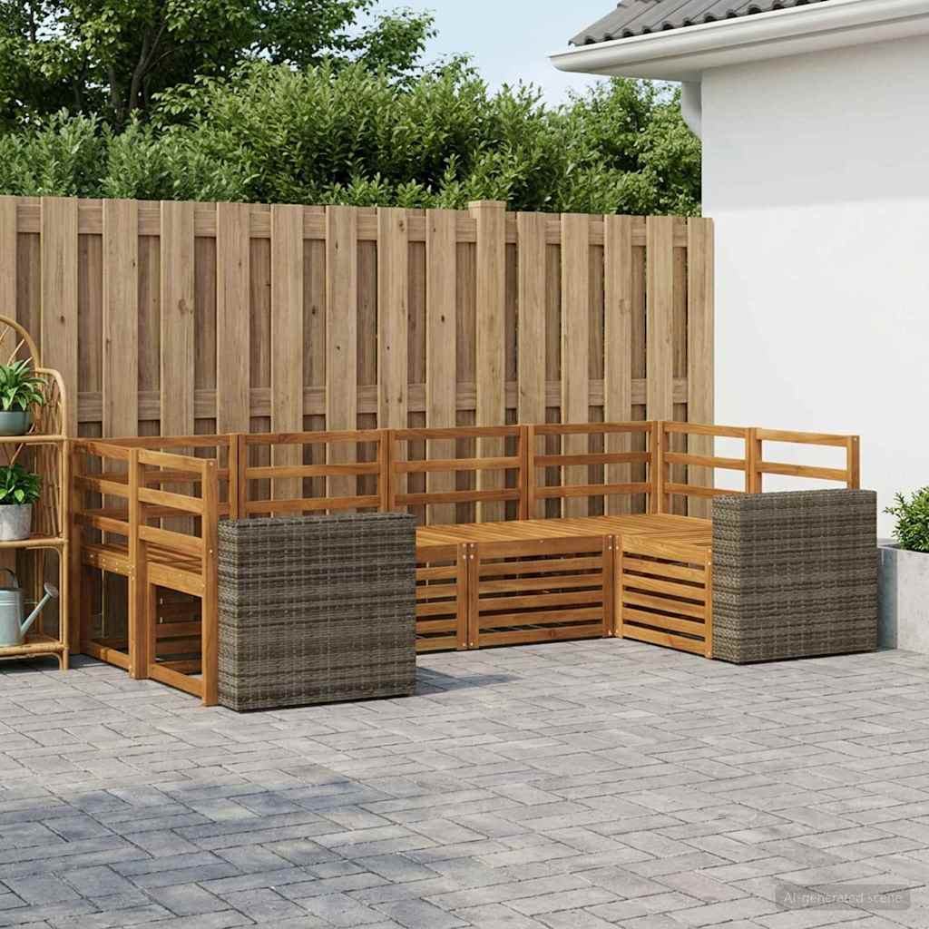 vidaXL Ecksofa Set 6 pcs Natur Massivholz Akazie