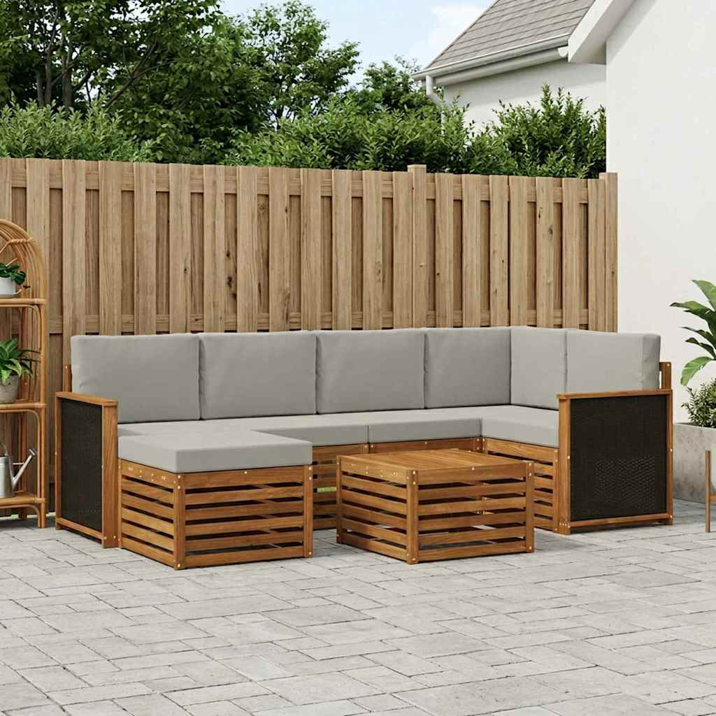 vidaXL Ecksofa Set mit Kissen 6 pcs Natürlich und Hellgrau