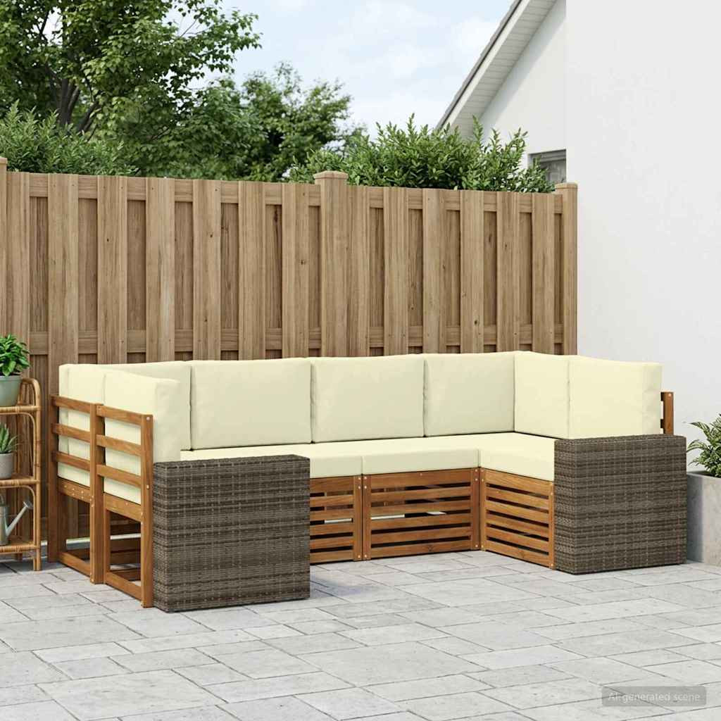 vidaXL Ecksofa Set mit Kissen 6 pcs Natur und Creme Polyester