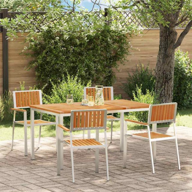 vidaXL Outdoortisch-Set 5 pcs Massives Teakholz und Edelstahl