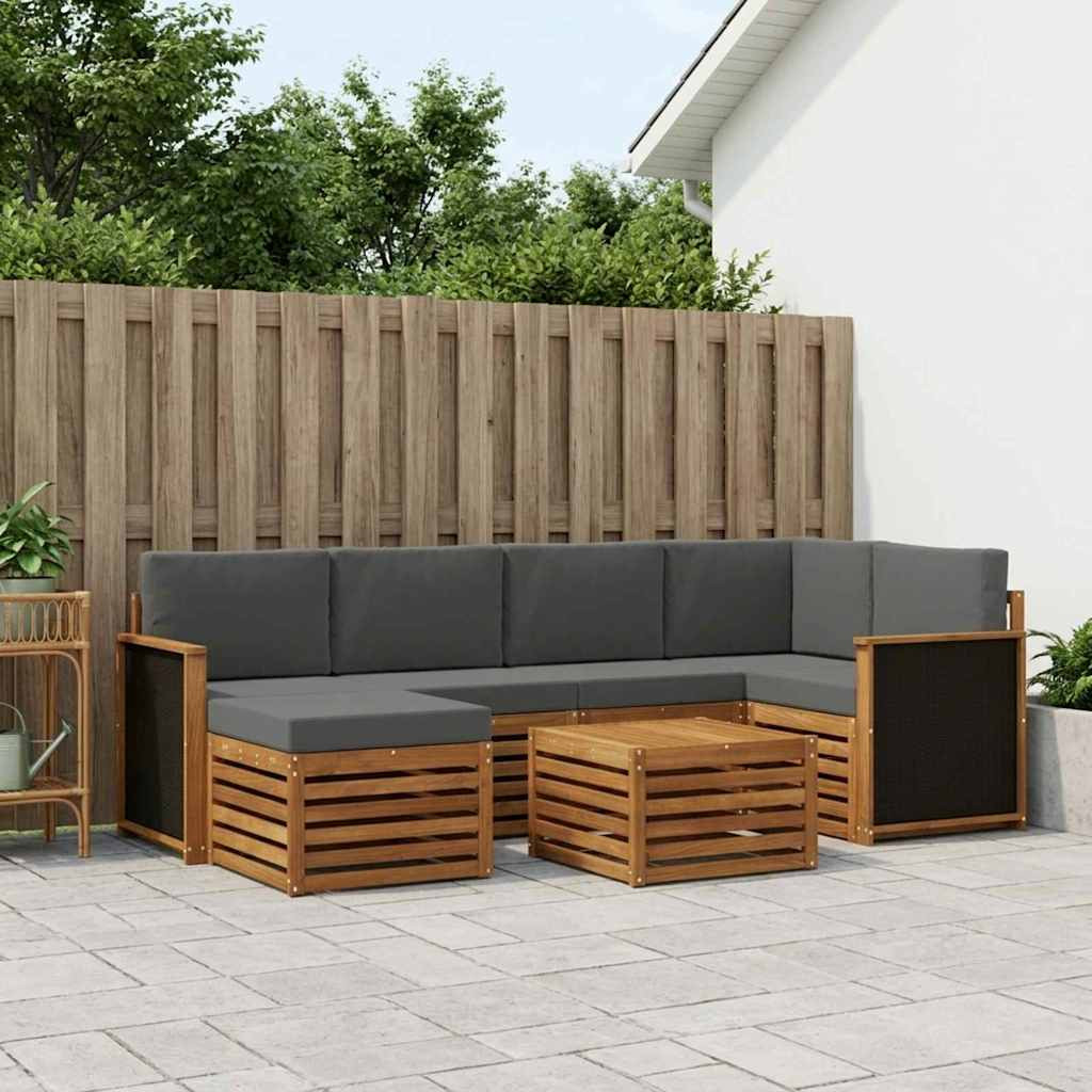 vidaXL Ecksofa Set mit Kissen 6 pcs Natur und Anthrazit