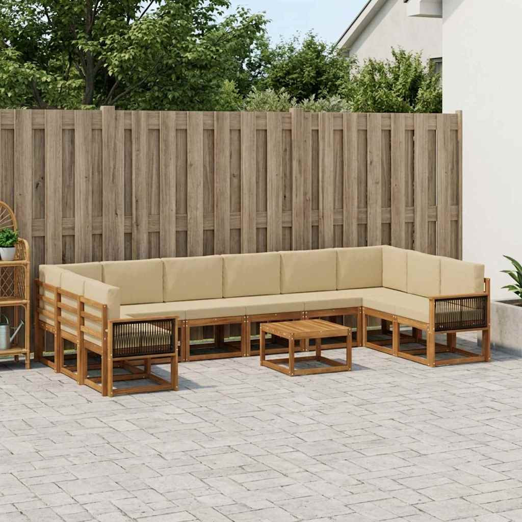 vidaXL Outdoor-Sofagarnitur 11 pcs Natur und Beige Massivholz Akazie