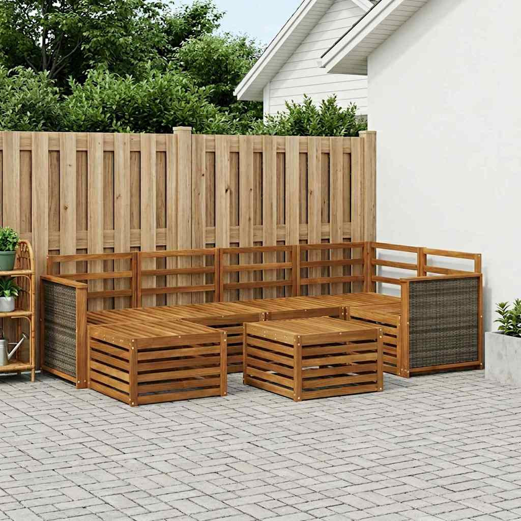 vidaXL Ecksofa Set 6 pcs Natur Massivholz Akazie